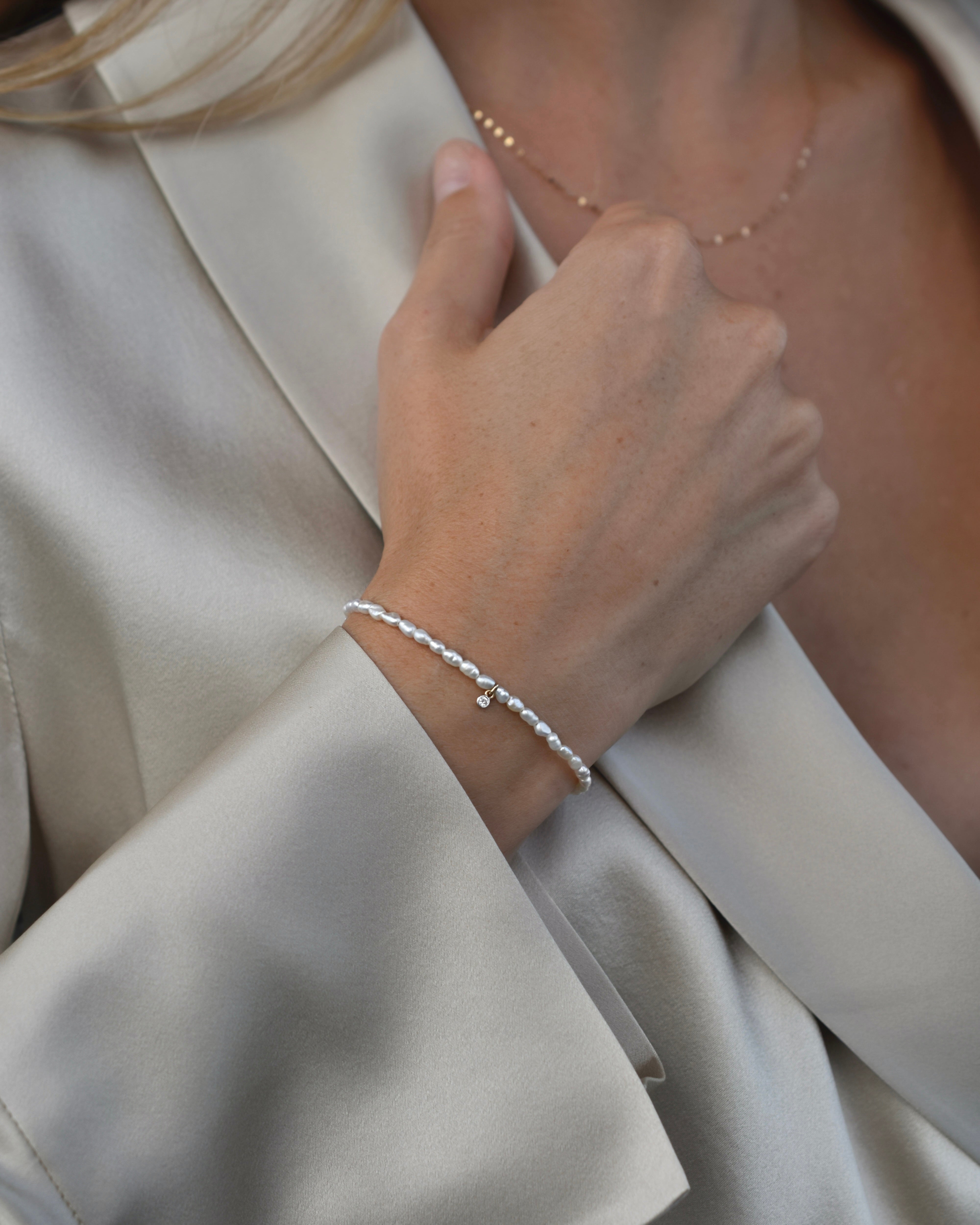 Vera Diamond Friendship Bracelet With Pearl