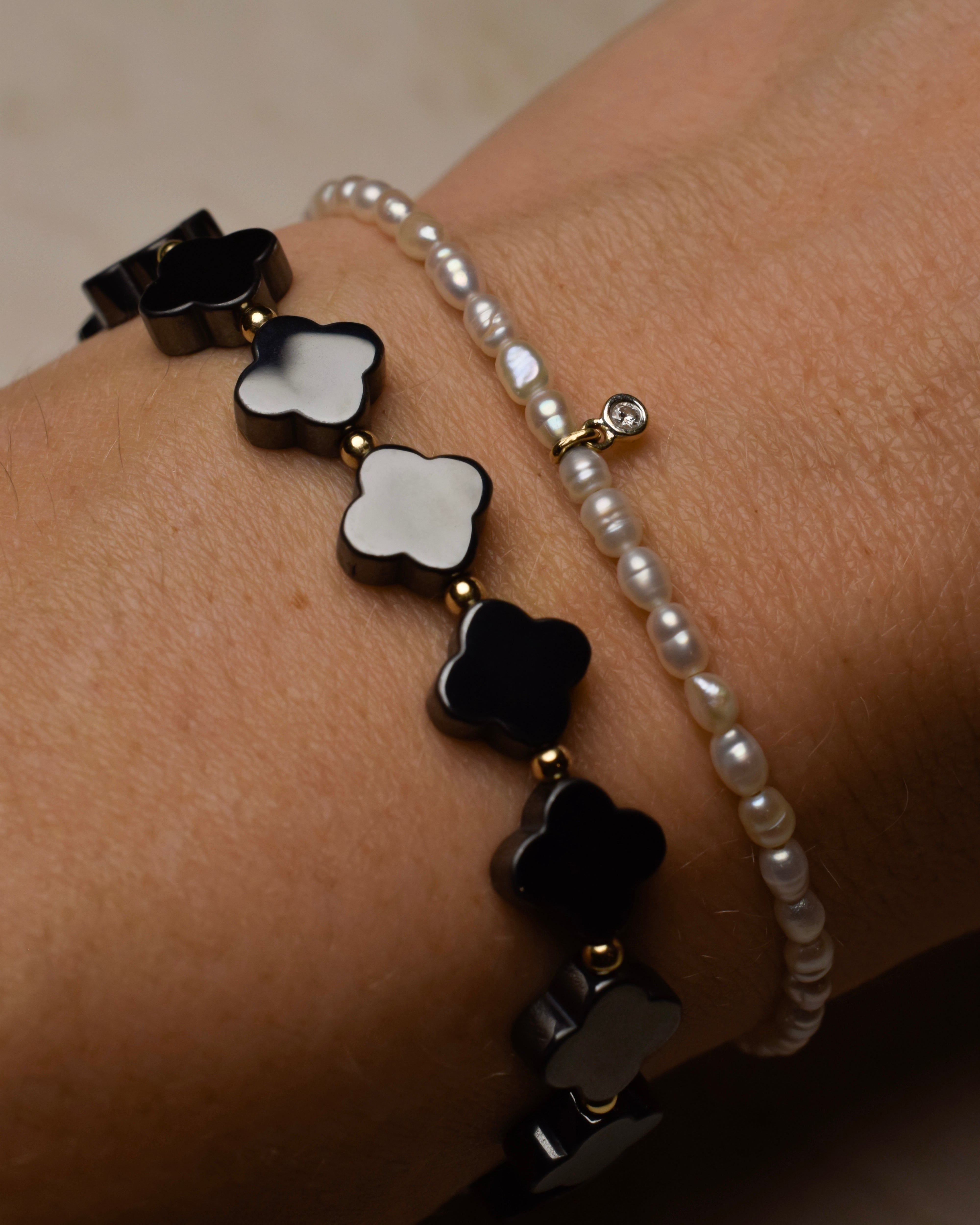 Lexi Clover Friendship Bracelet Hematite