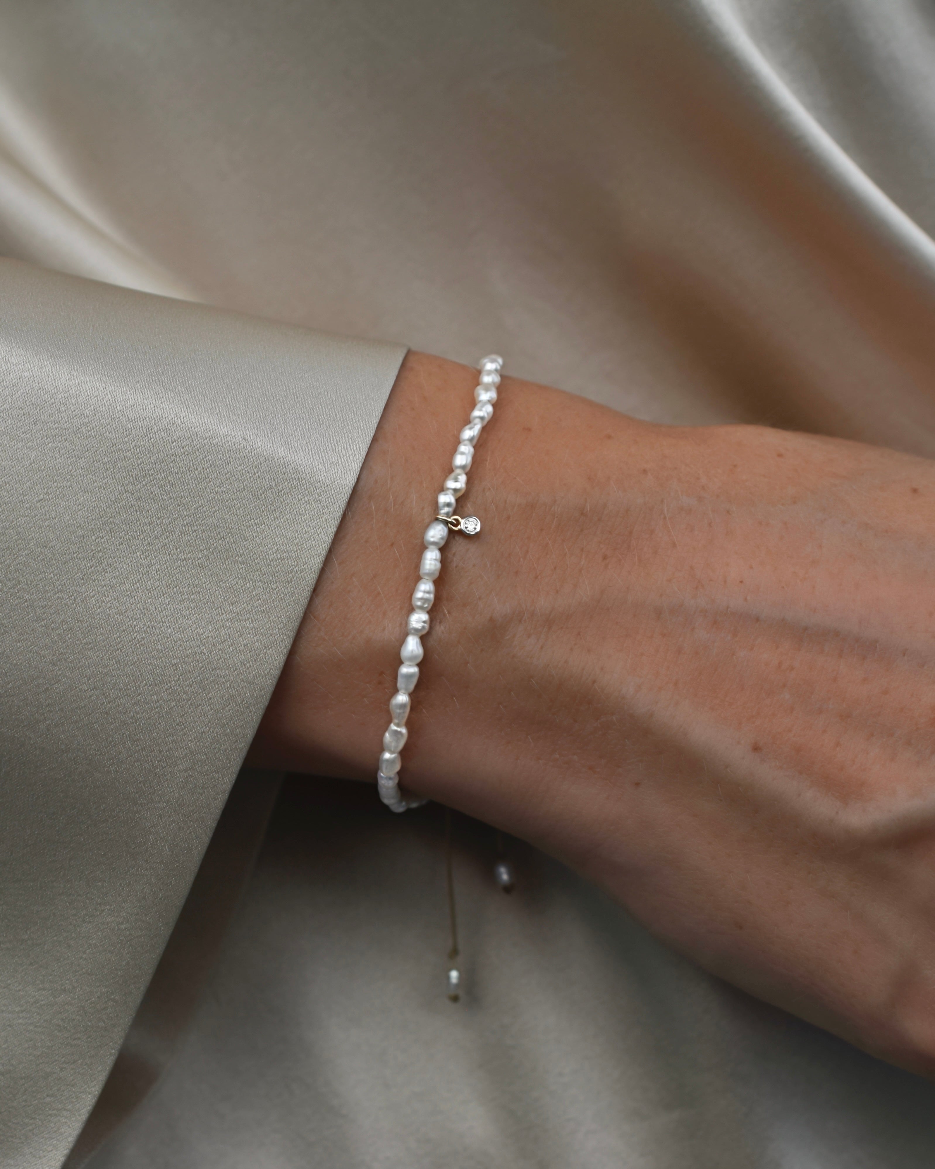 Vera Diamond Friendship Bracelet With Pearl