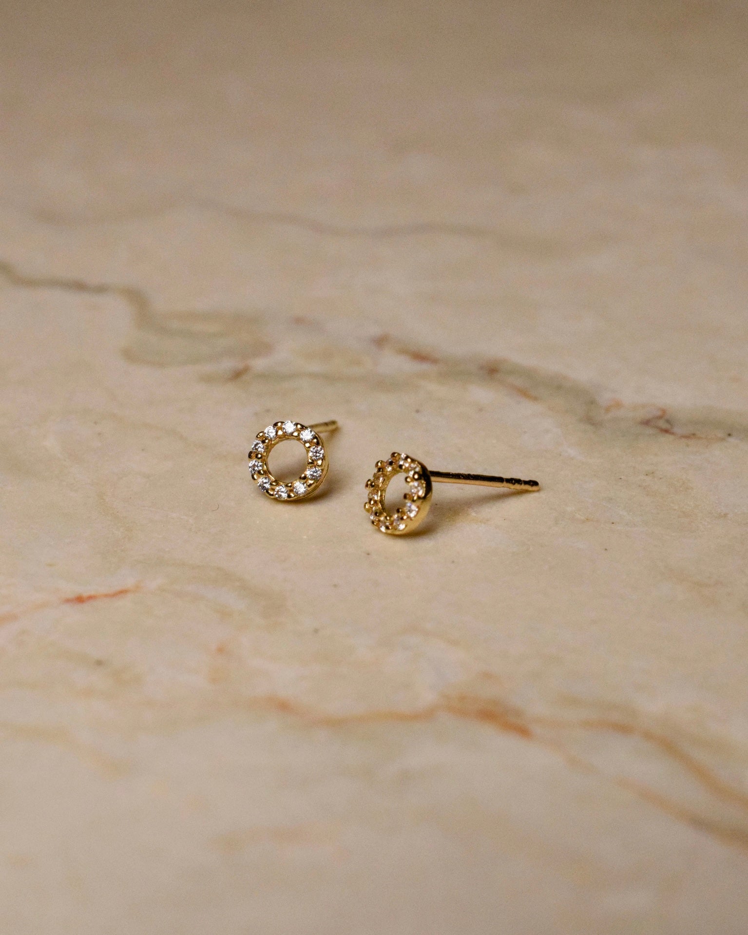 Adeline Tiny Pavé Circle Stud Earrings