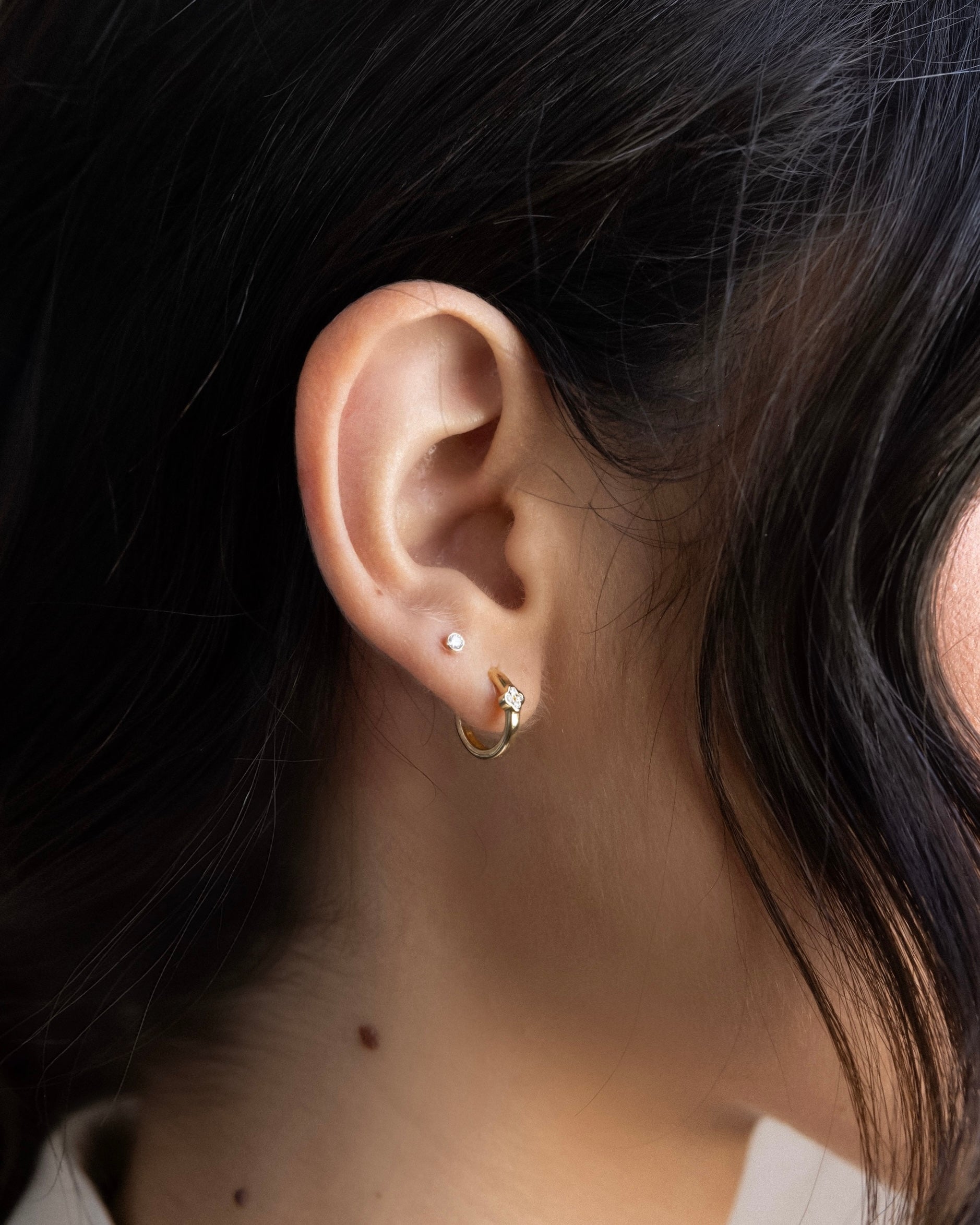 Isa Diamond Clover Hoop Earrings