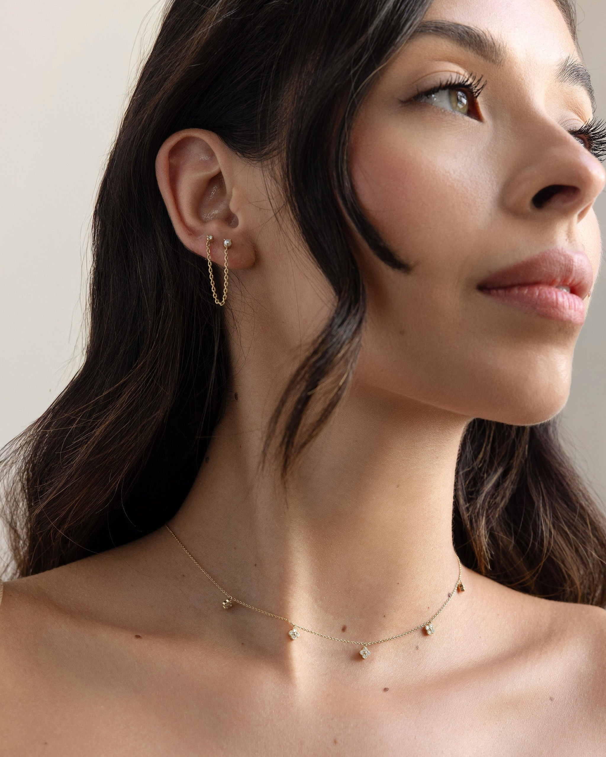 Amalia Diamond & Pearl Chain Earring