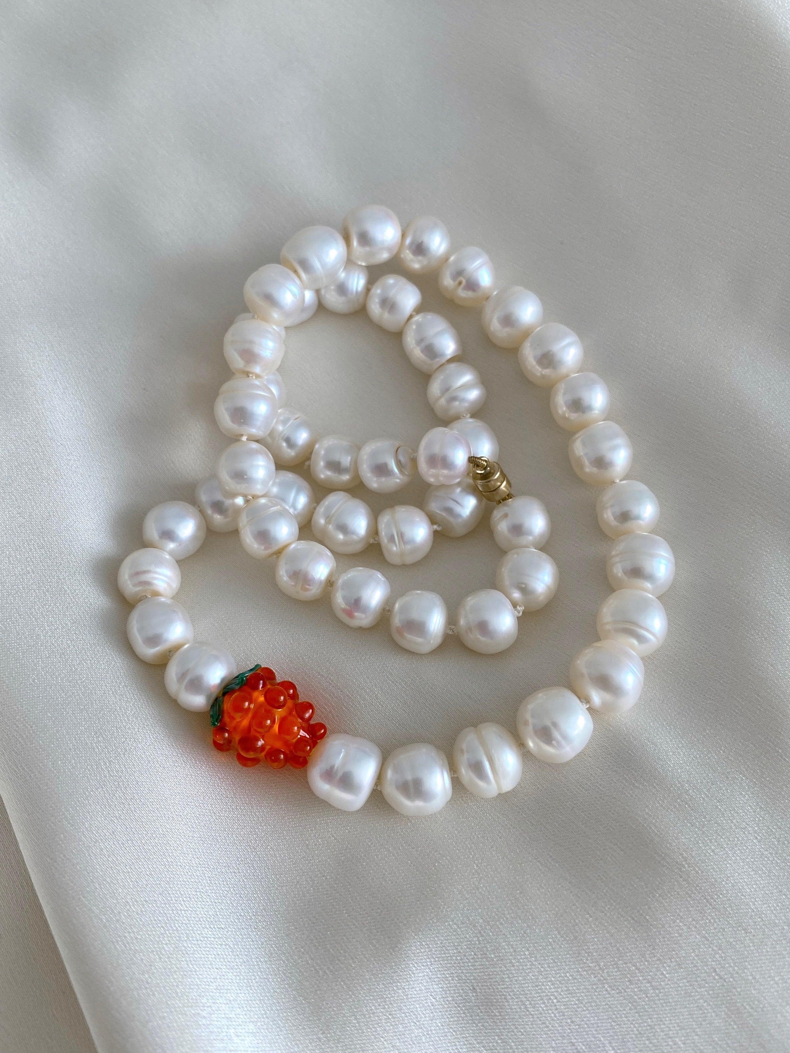 Amber Cloudberry Pearl Necklace