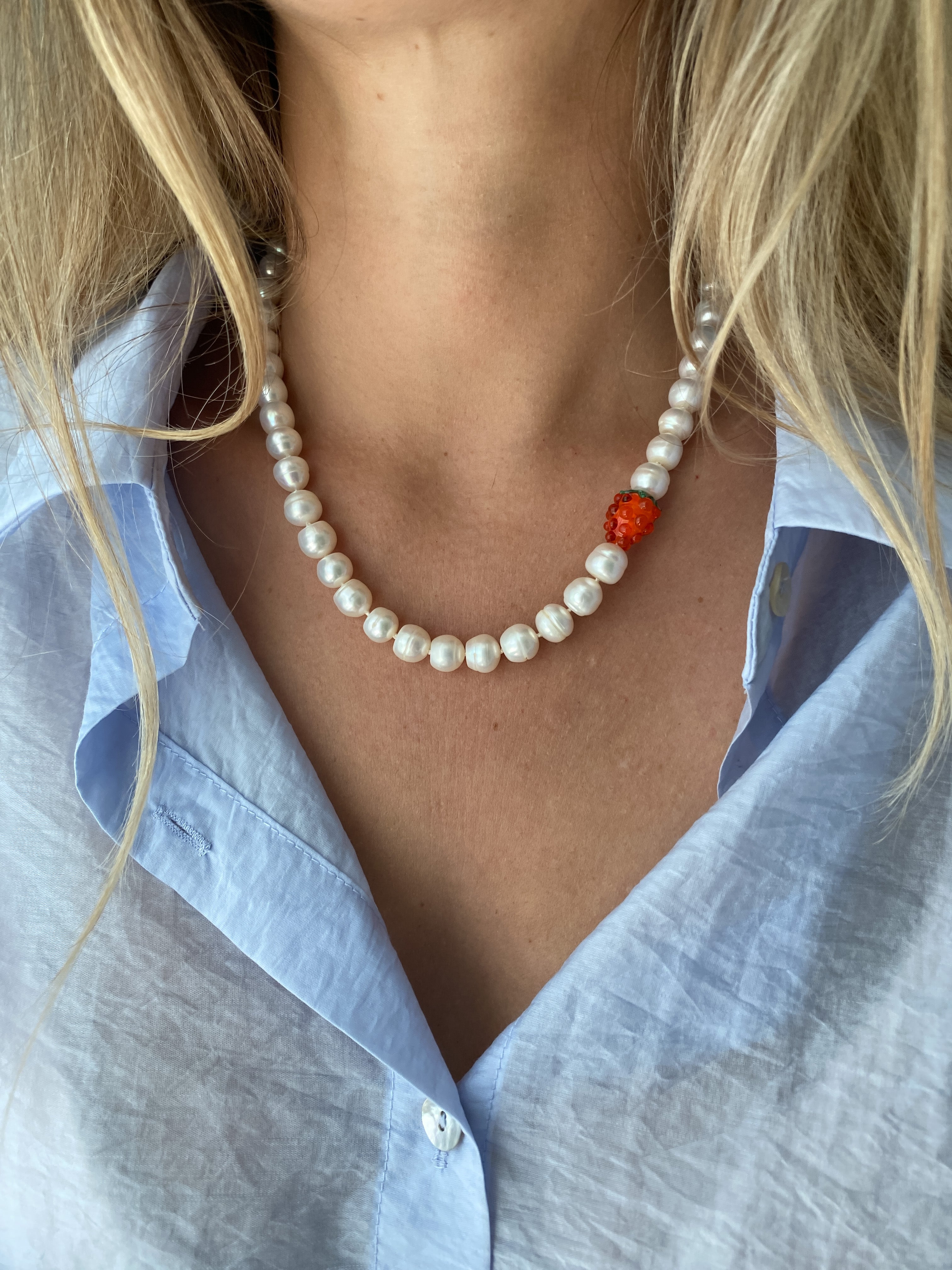 Amber Cloudberry Pearl Necklace