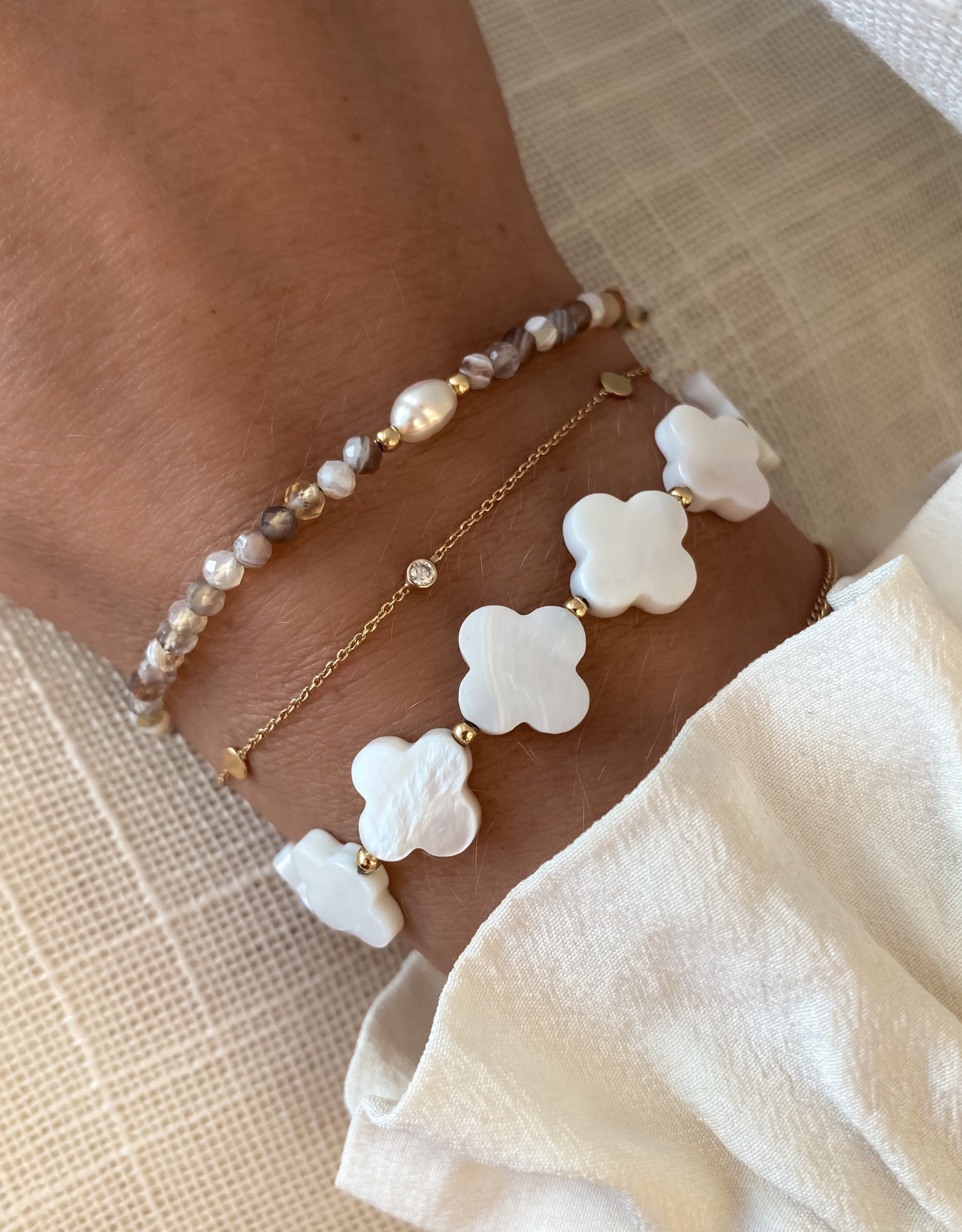 Aylin Friendship Bracelet Pearl and Agate