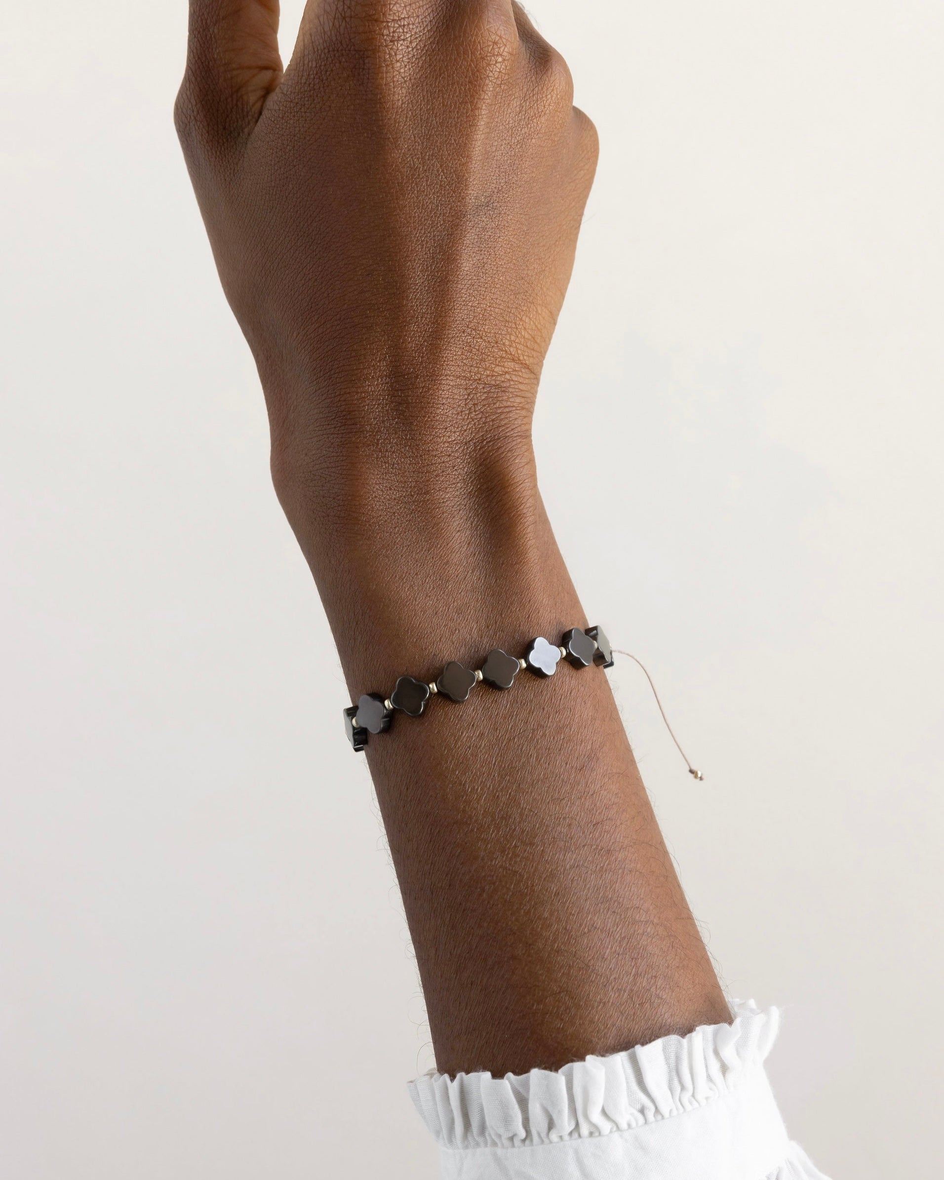 Lexi Clover Friendship Bracelet Hematite