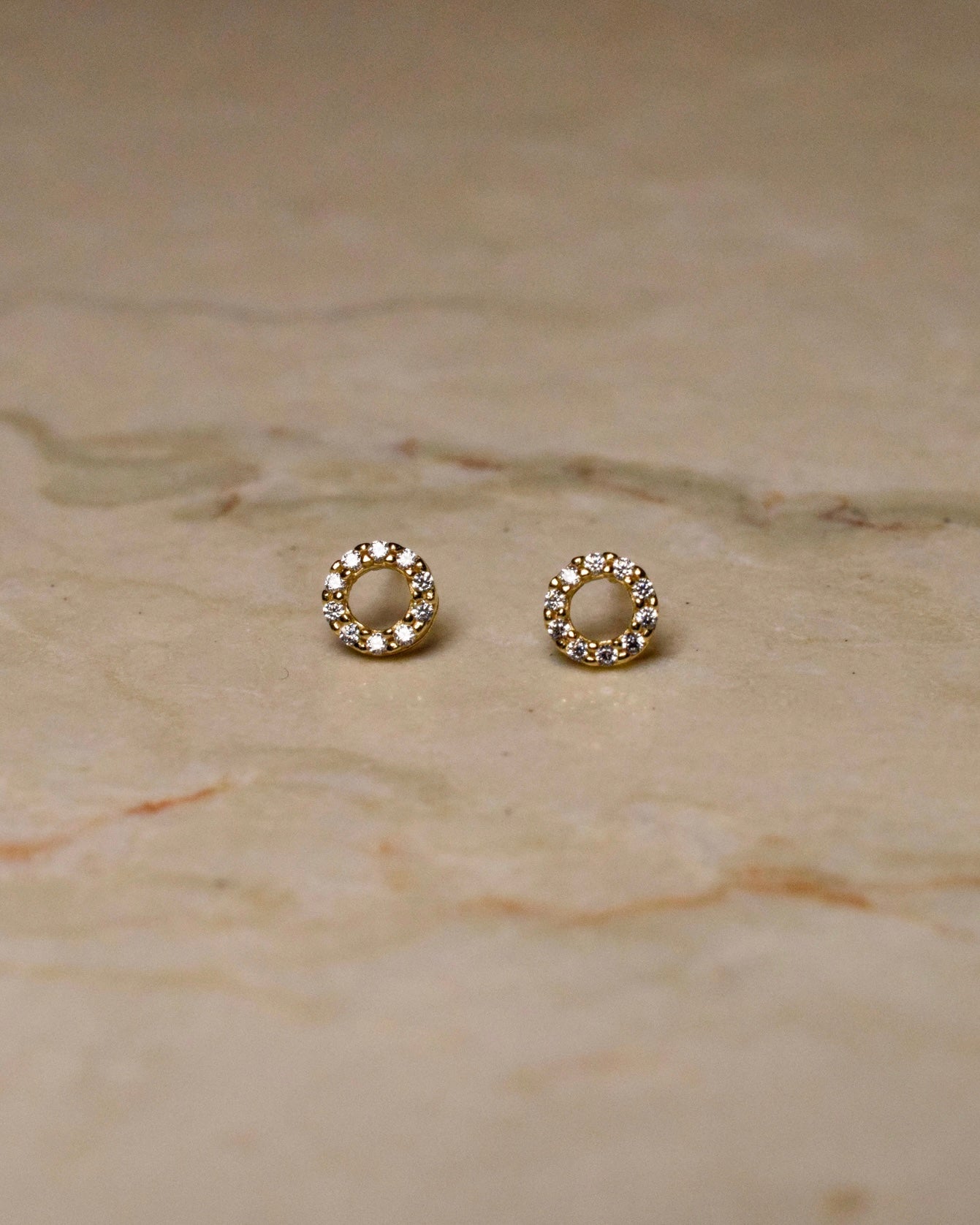 Adeline Tiny Pavé Circle Stud Earrings
