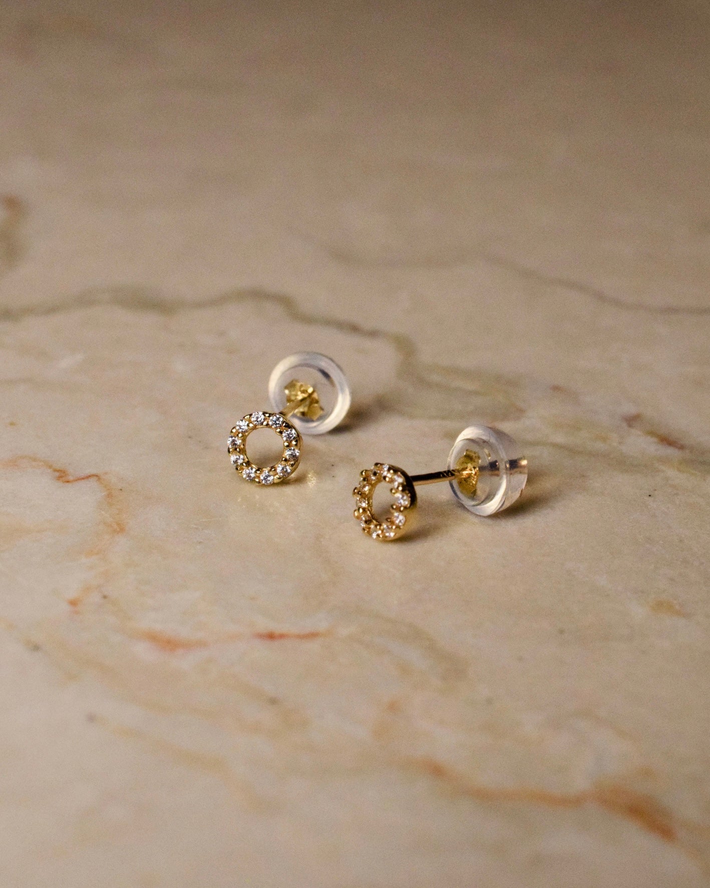 Adeline Tiny Pavé Circle Stud Earrings