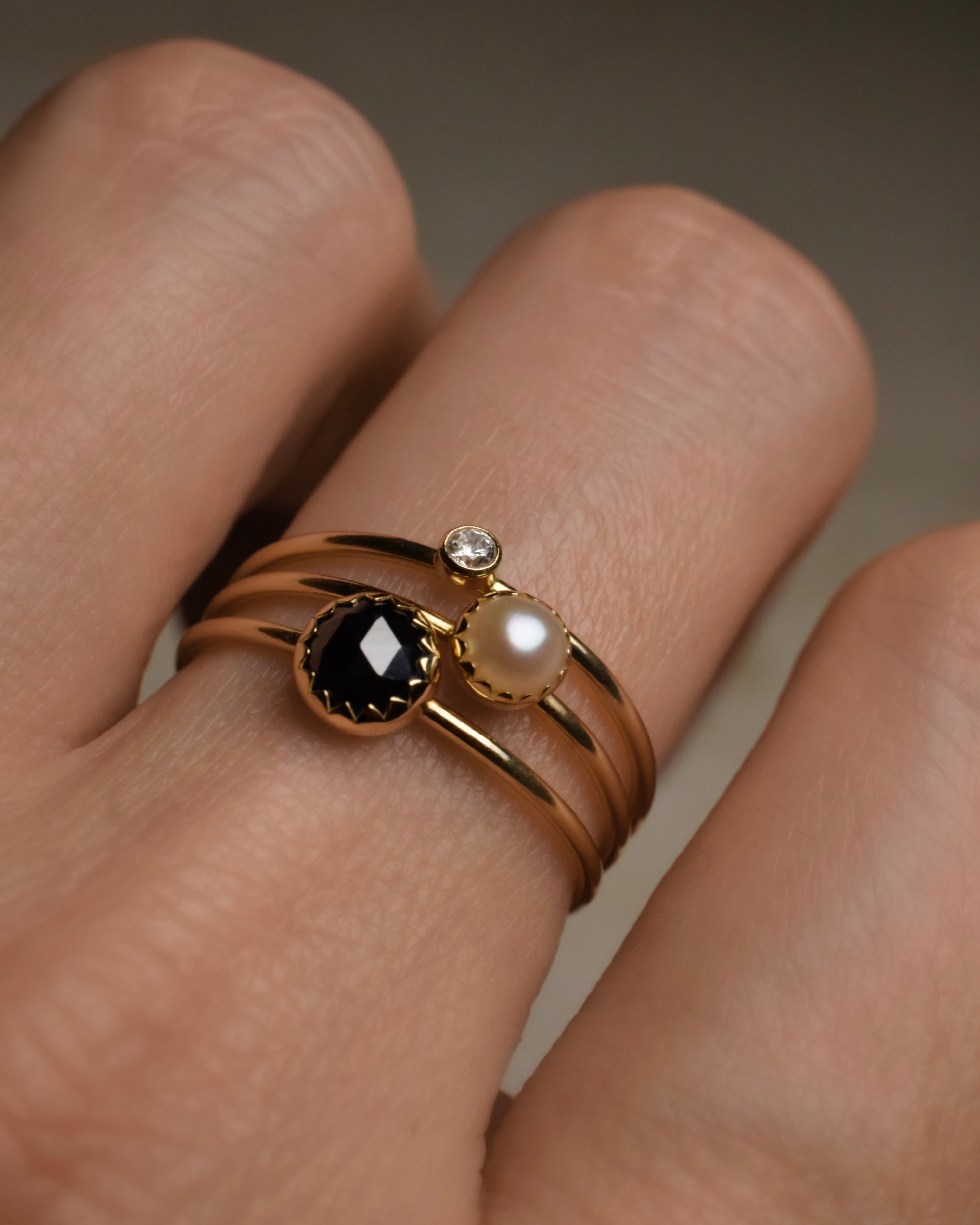 Amara Hematite Stacking Ring
