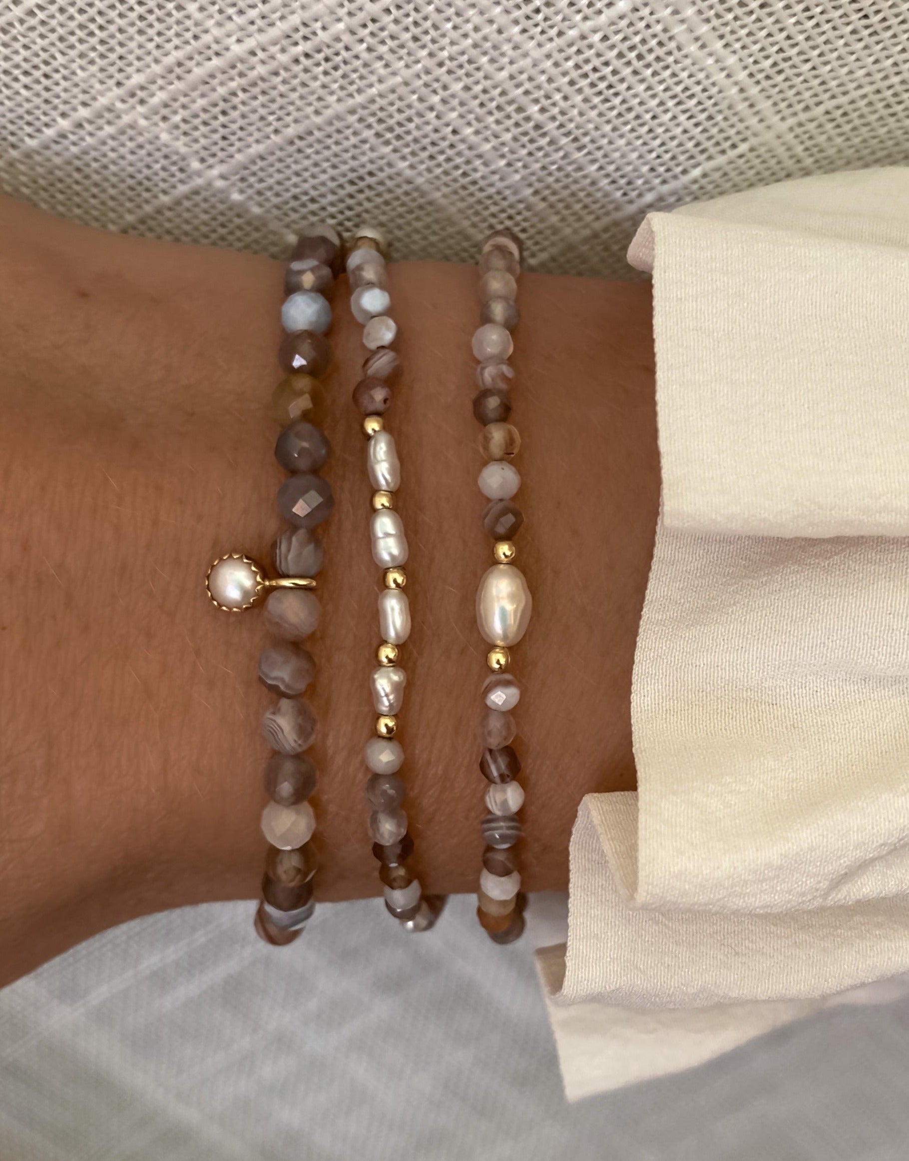 Aylin Friendship Bracelet Pearl and Agate
