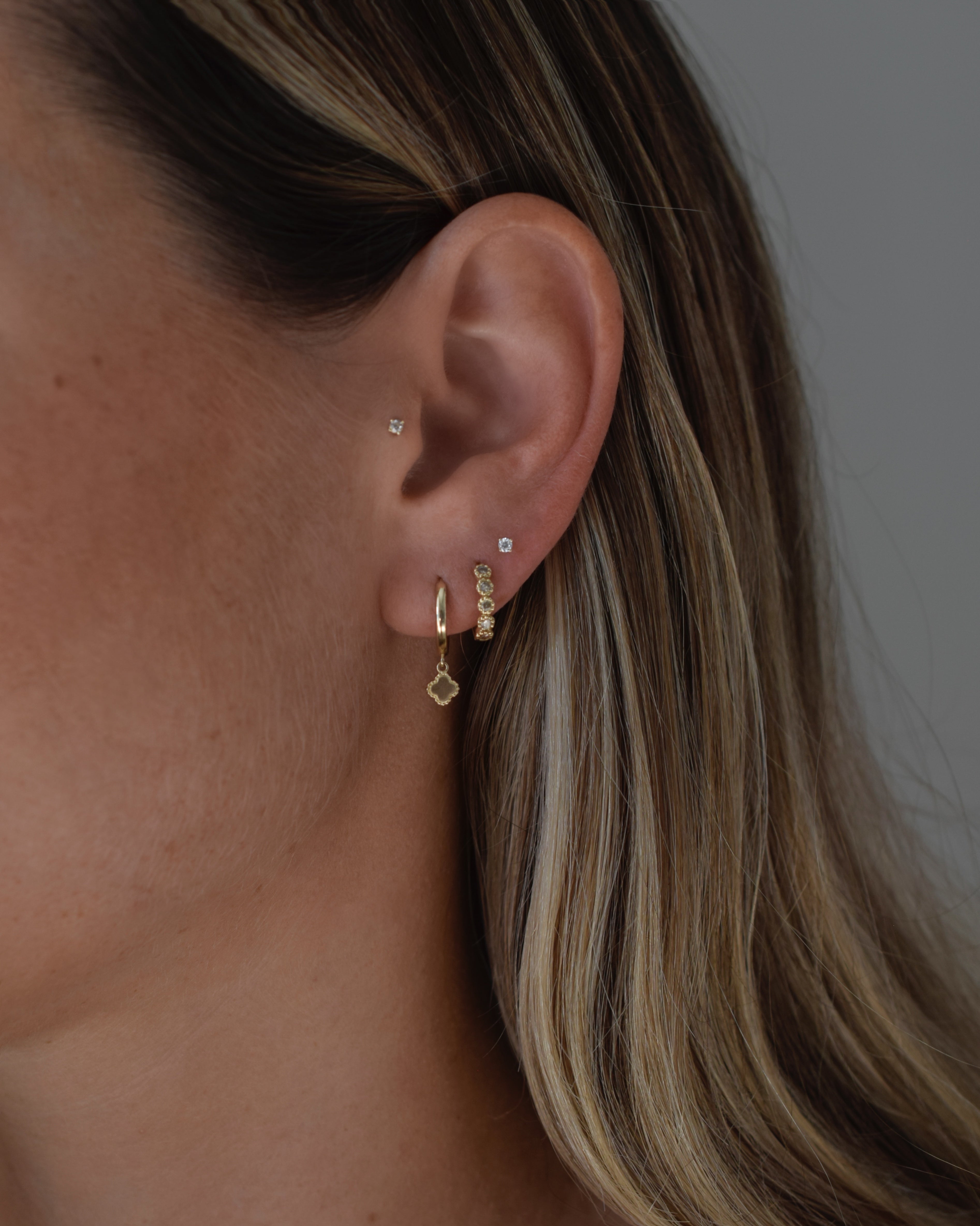 Linda Dangling Clover Hoop Earrings