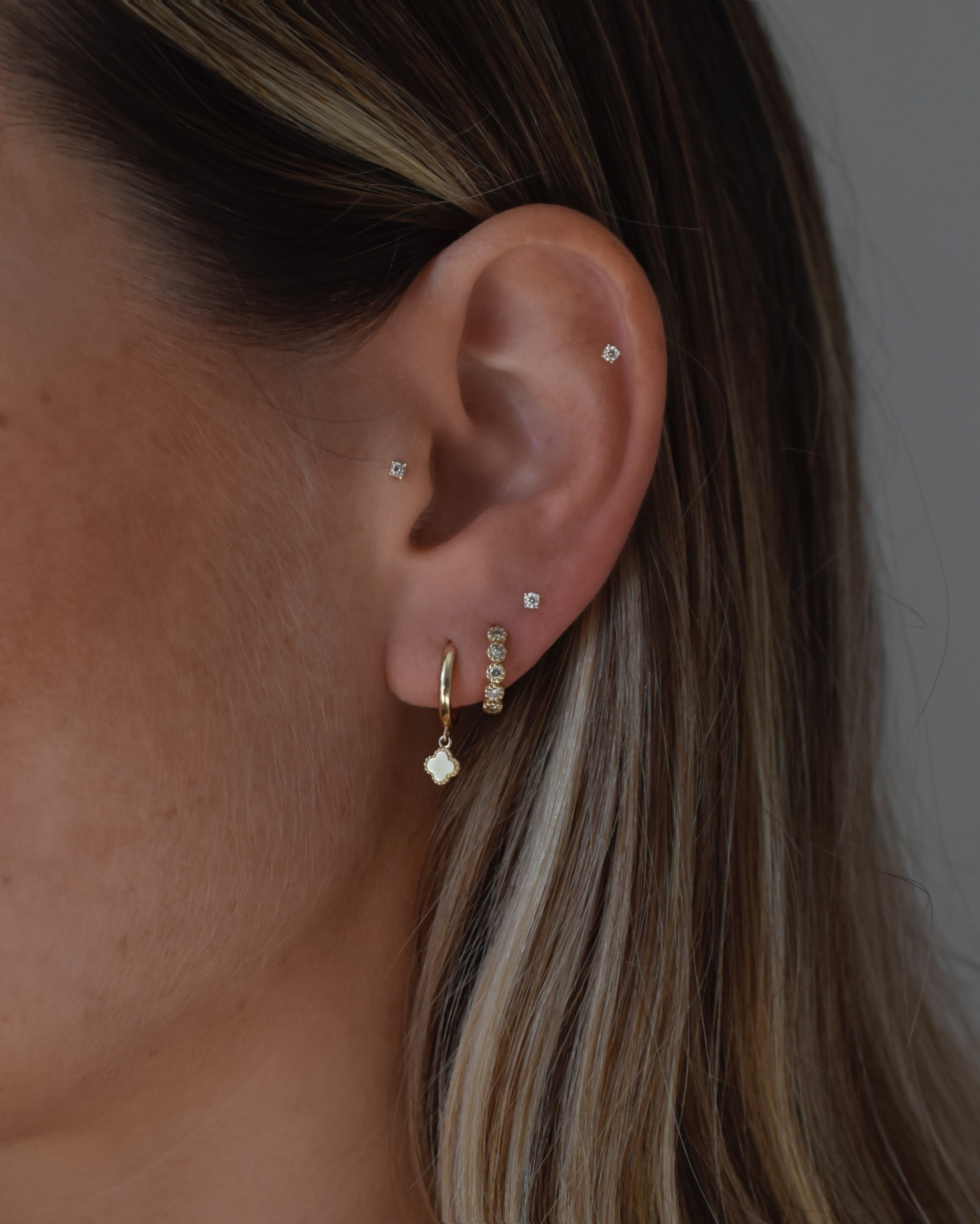 Linda Dangling Clover Hoop Earrings
