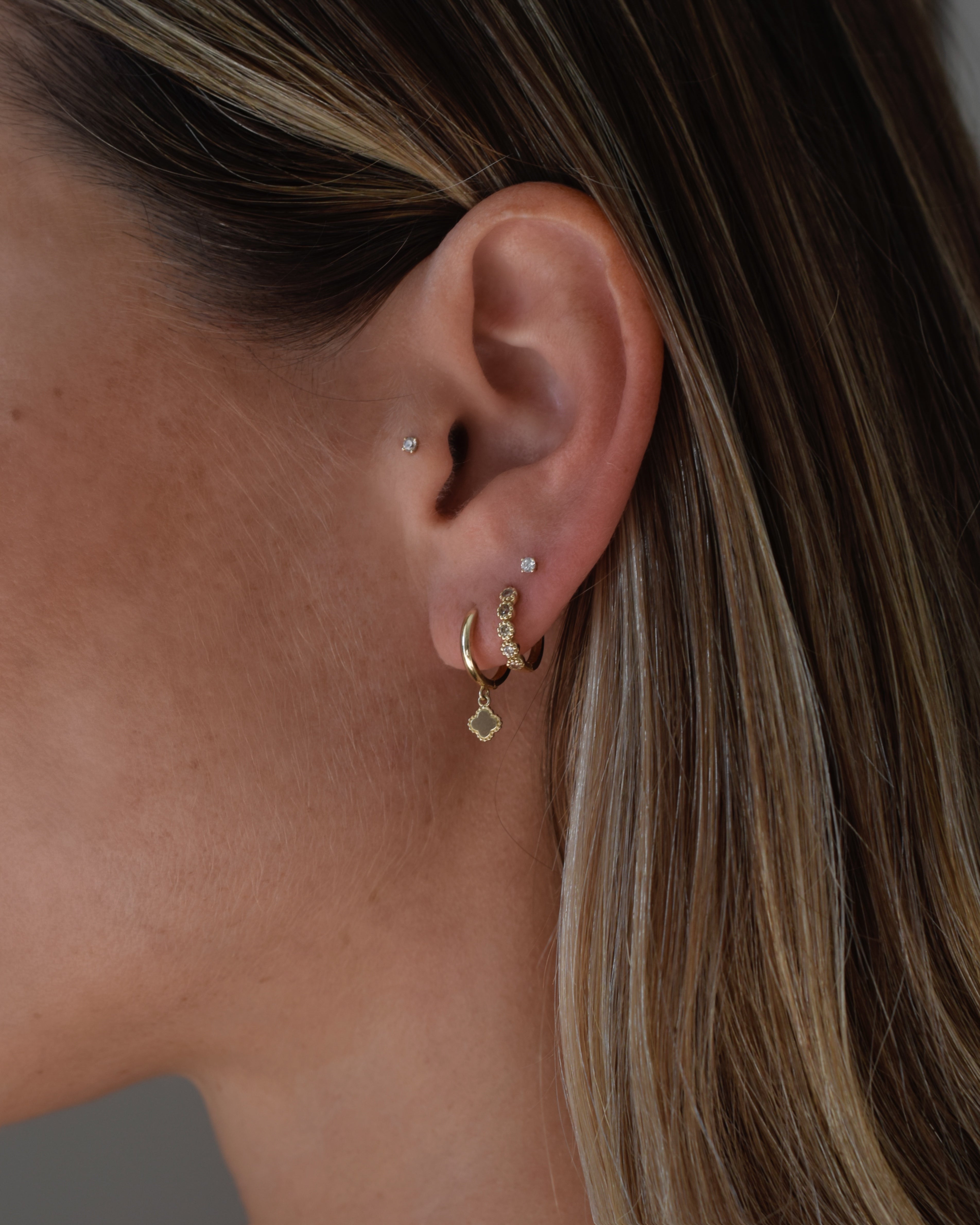 Linda Dangling Clover Hoop Earrings