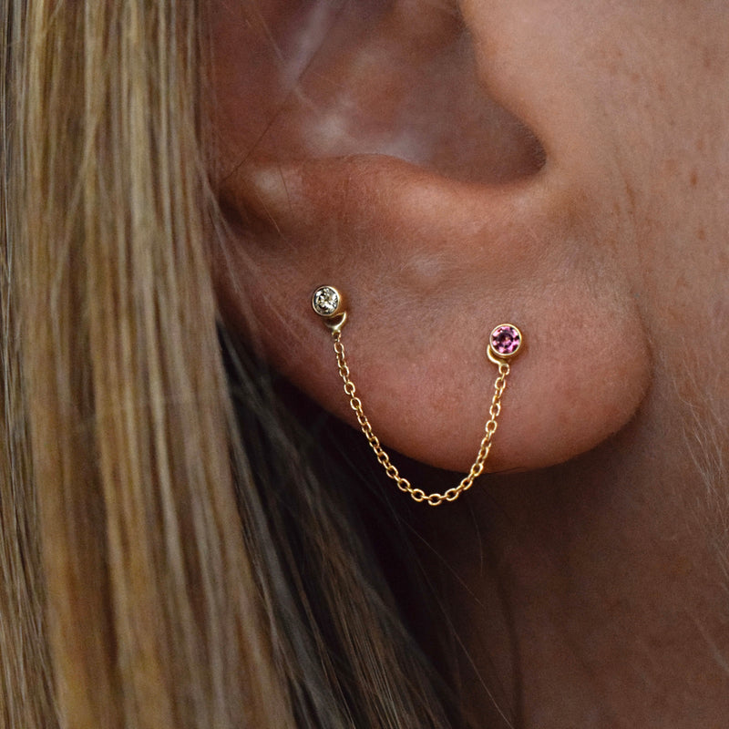 CARMEN Pink Tourmaline Stud Earring 14K