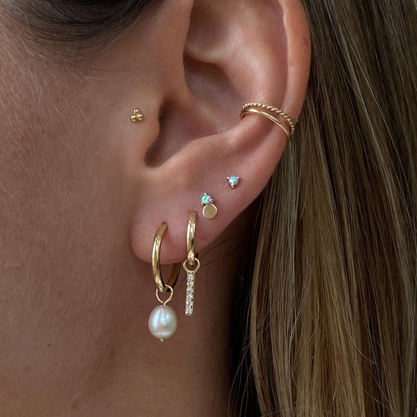 Eve Blue Opal Stud Earring Small