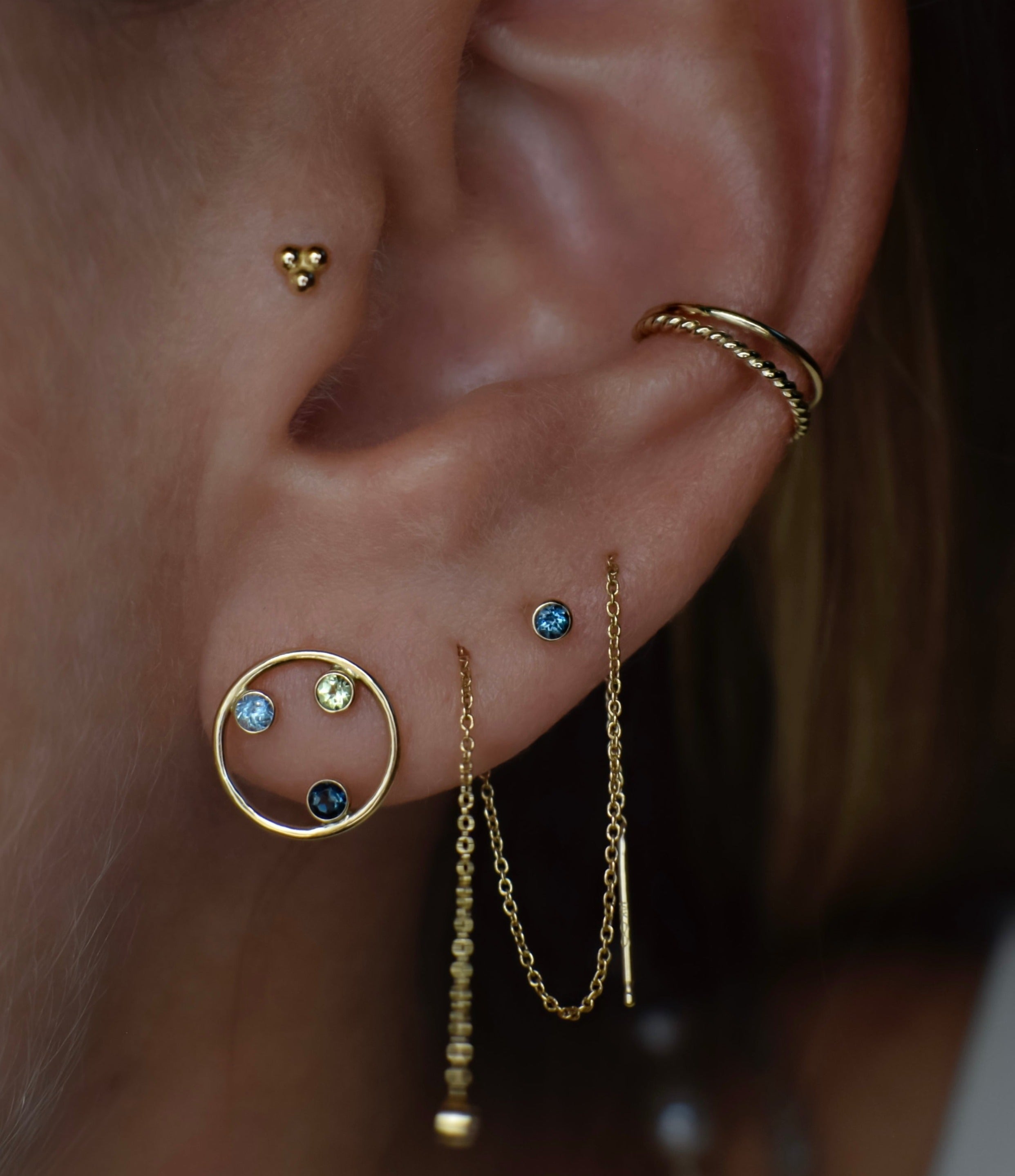 Alma Flat Back Piercing Stud Earring