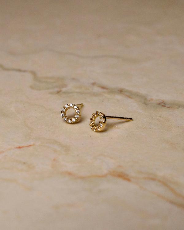 Adeline Tiny Pavé Circle Stud Earrings
