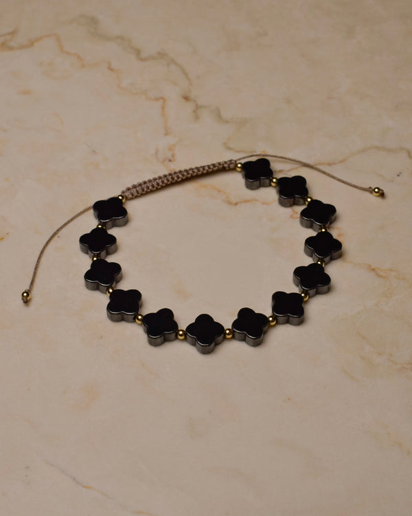 Lexi Clover Friendship Bracelet Hematite