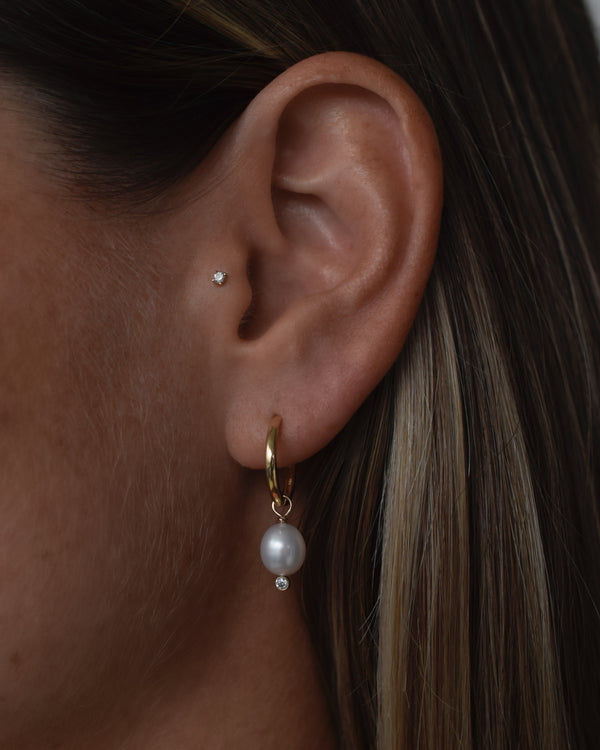 JORDAN Flat Back Piercing Stud Earring 14K