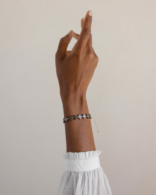 Lexi Clover Friendship Bracelet Hematite