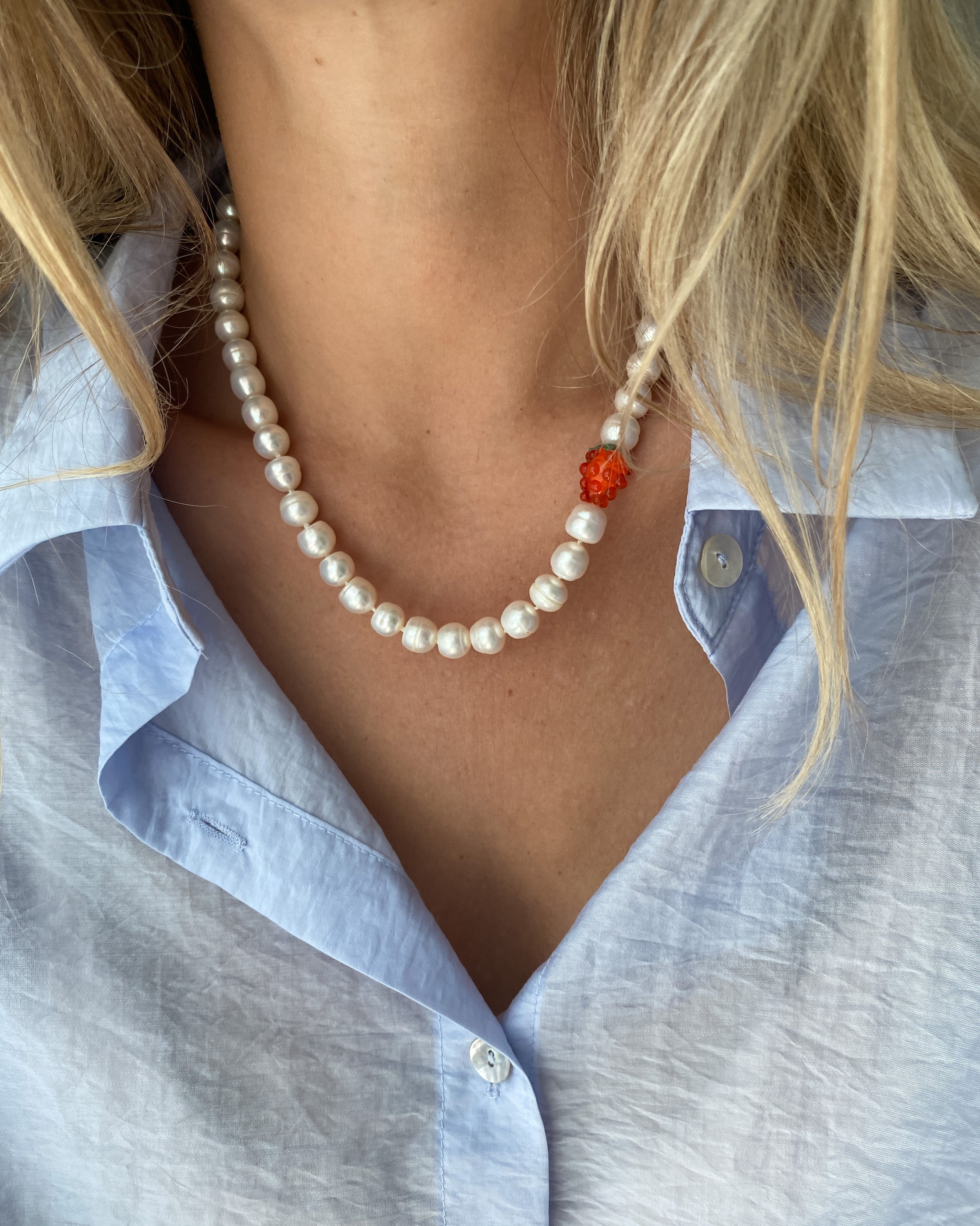 Amber Cloudberry Pearl Necklace