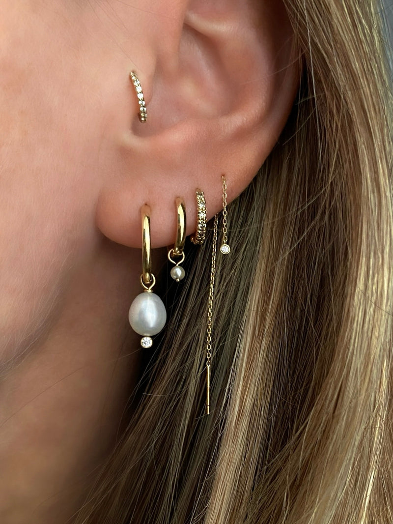 Ariel Pearl Hoop Earrings 14K Gold