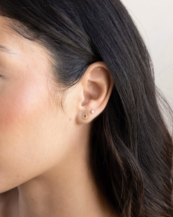 Adeline Tiny Pavé Circle Stud Earrings