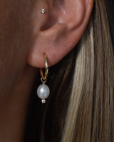 Ariel Pearl Hoop Earrings 14K Gold