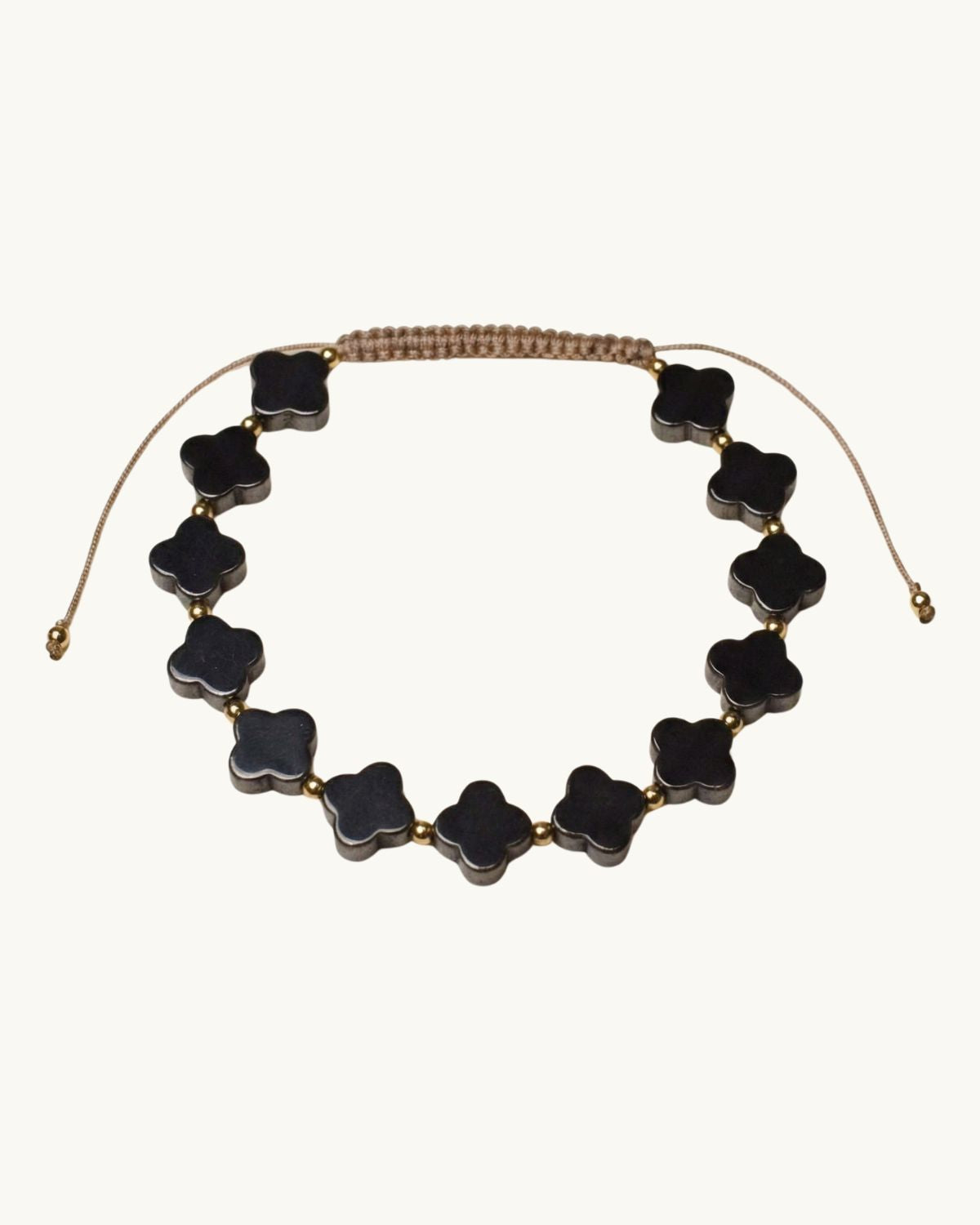 Lexi Clover Friendship Bracelet Hematite
