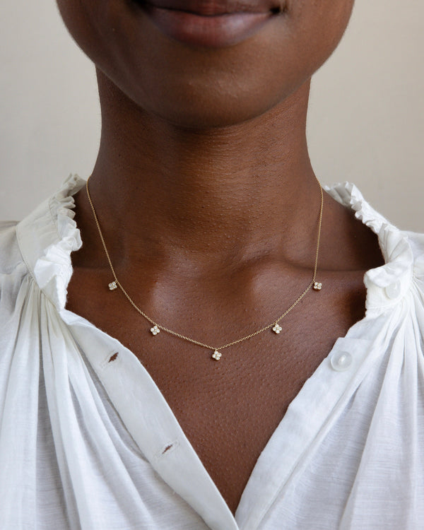 Gabrielle Diamond Clover Charm Chain Necklace