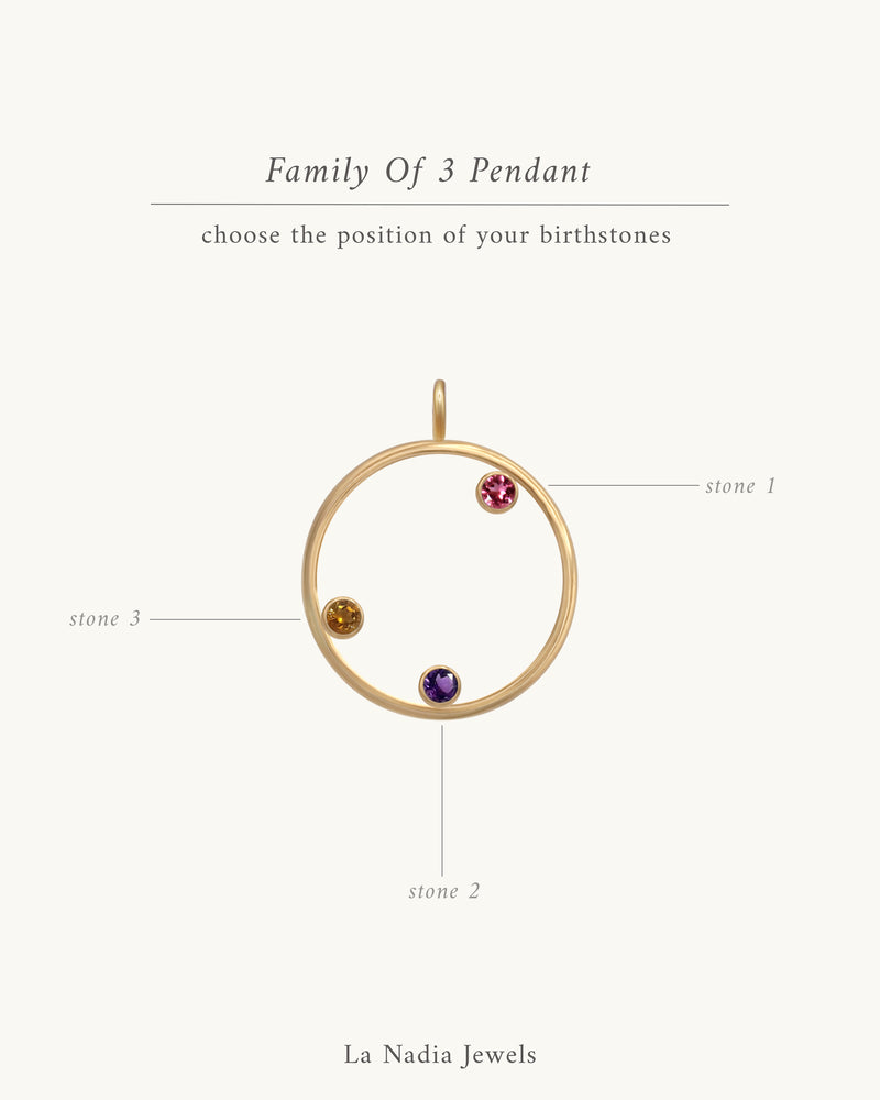 Family Of Three Pendant Necklace 14K