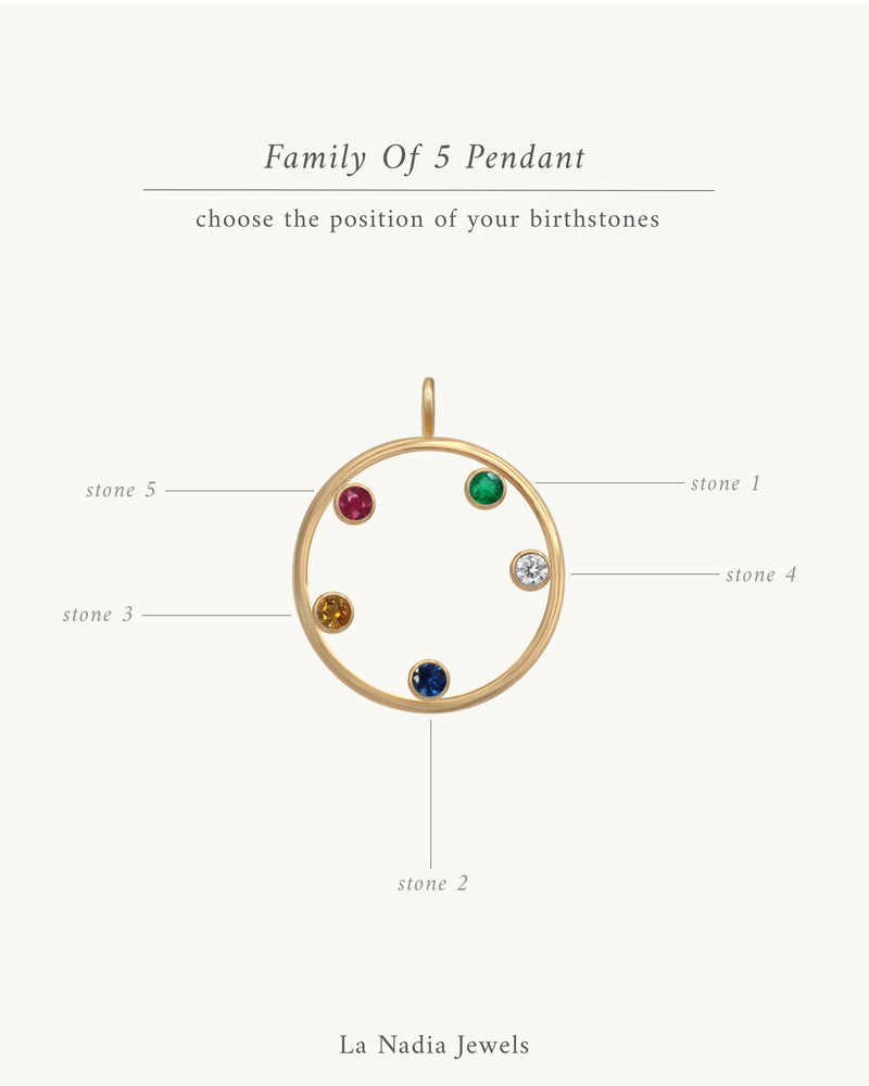 Family Of Five Pendant Necklace 14K