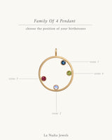 Family Of Four Pendant Necklace 14K