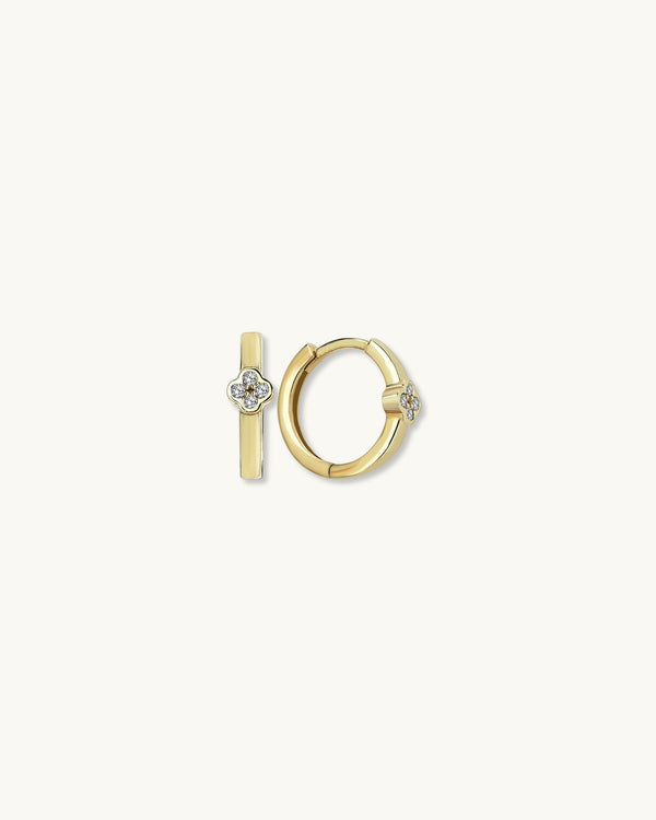 Isa Diamond Clover Hoop Earrings