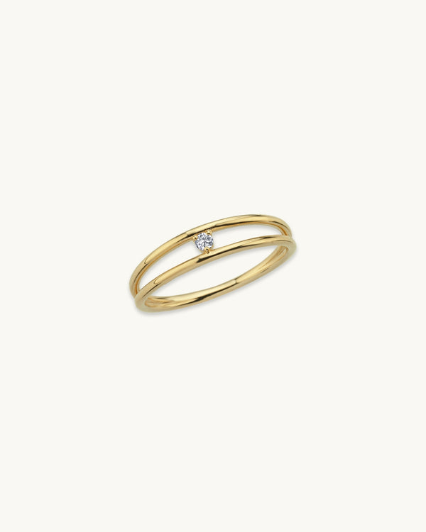 Rosie Double Band Solitaire Ring