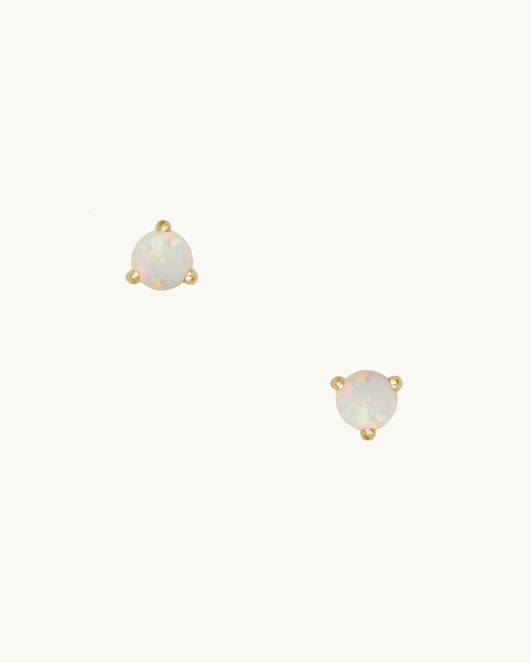 LEVA White Opal Stud Earring Large 14K