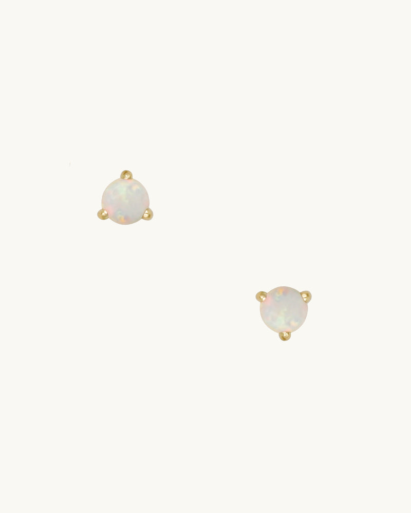 LEVA White Opal Stud Earring Large 14K