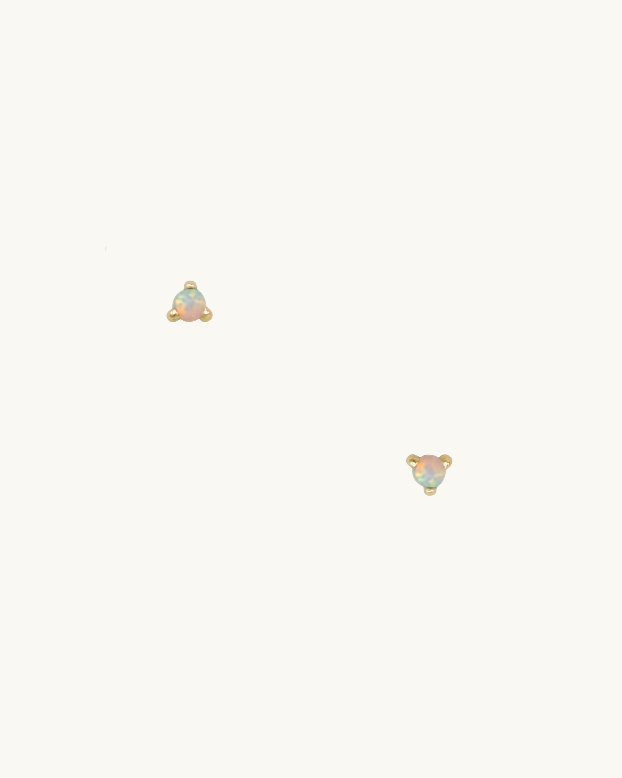 LEVA White Opal Stud Earring Small 14K