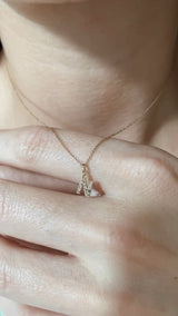 Diamond Initial Charm Necklace 14K