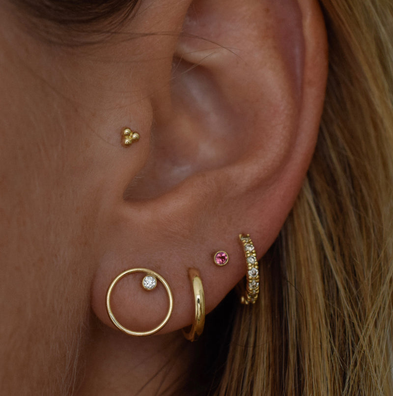 ALMA Flat Back Piercing Stud Earring 14K