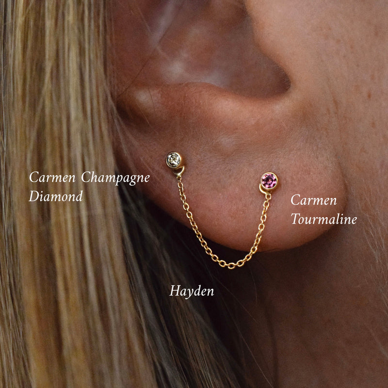 CARMEN Champagne Diamond Stud Earring 14K
