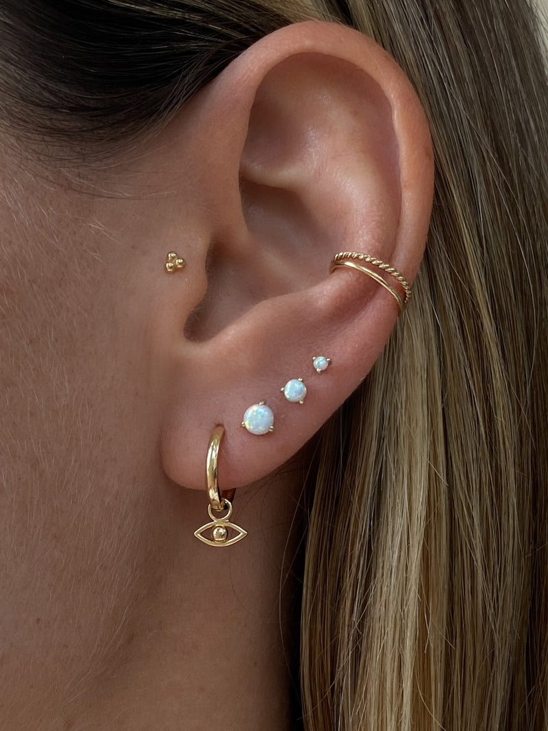 LEVA White Opal Stud Earring Small 14K