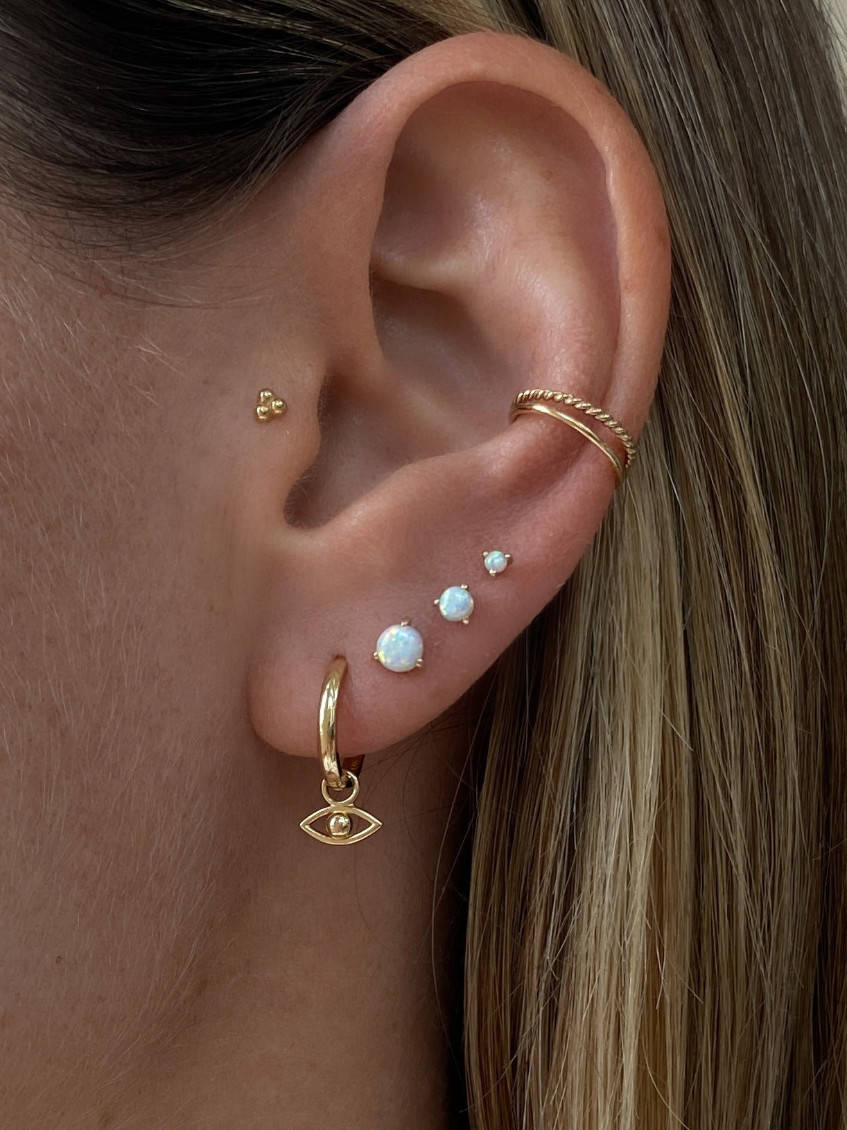 Leva White Opal Stud Earring Medium