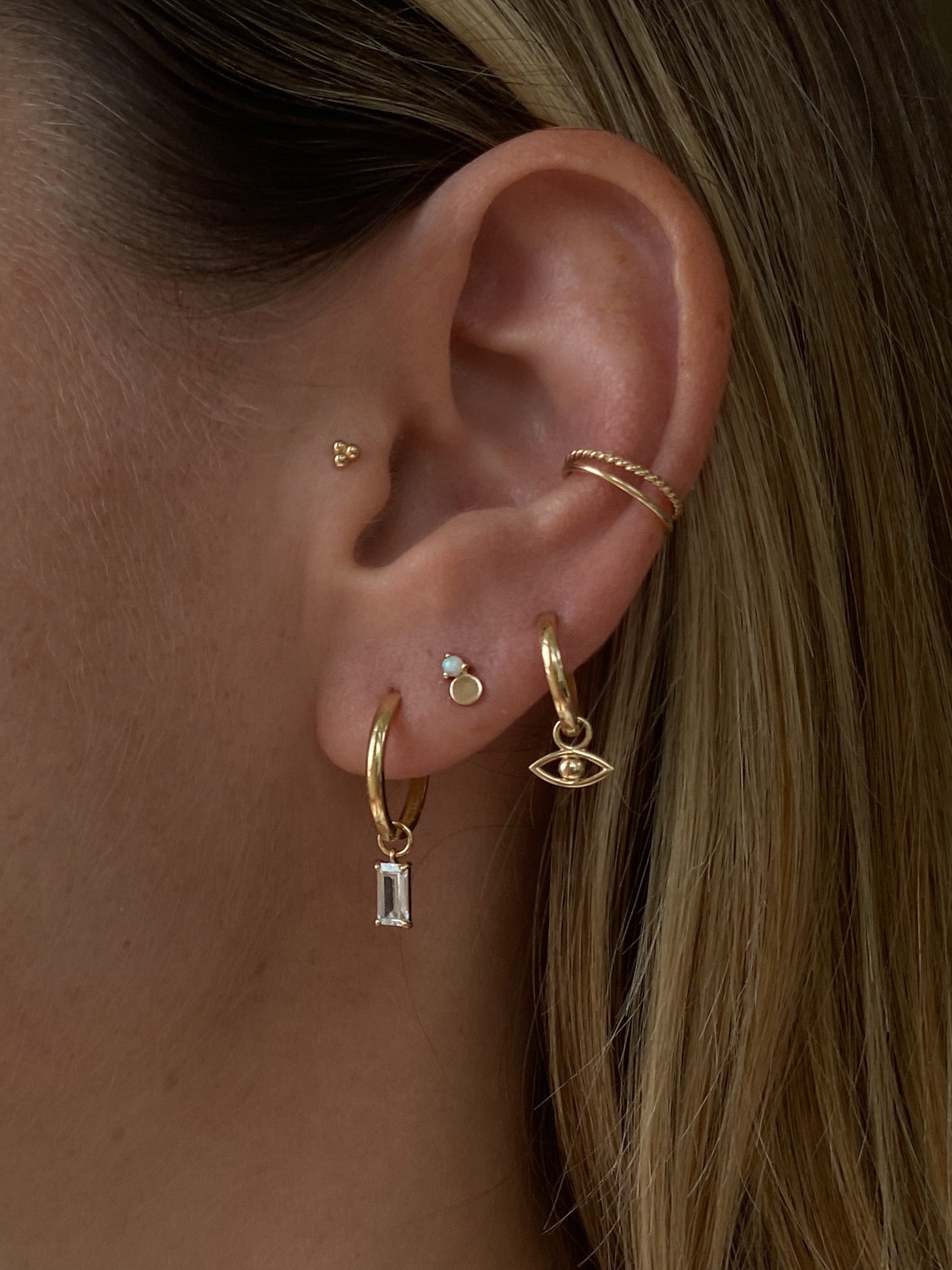 Lia White Opal Stud Earring