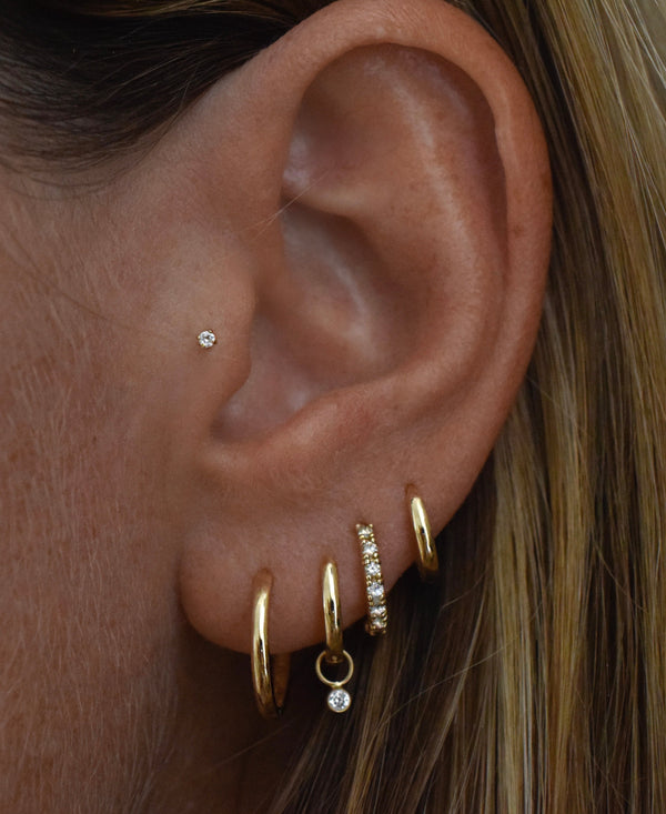 JORDAN Flat Back Piercing Stud Earring 14K