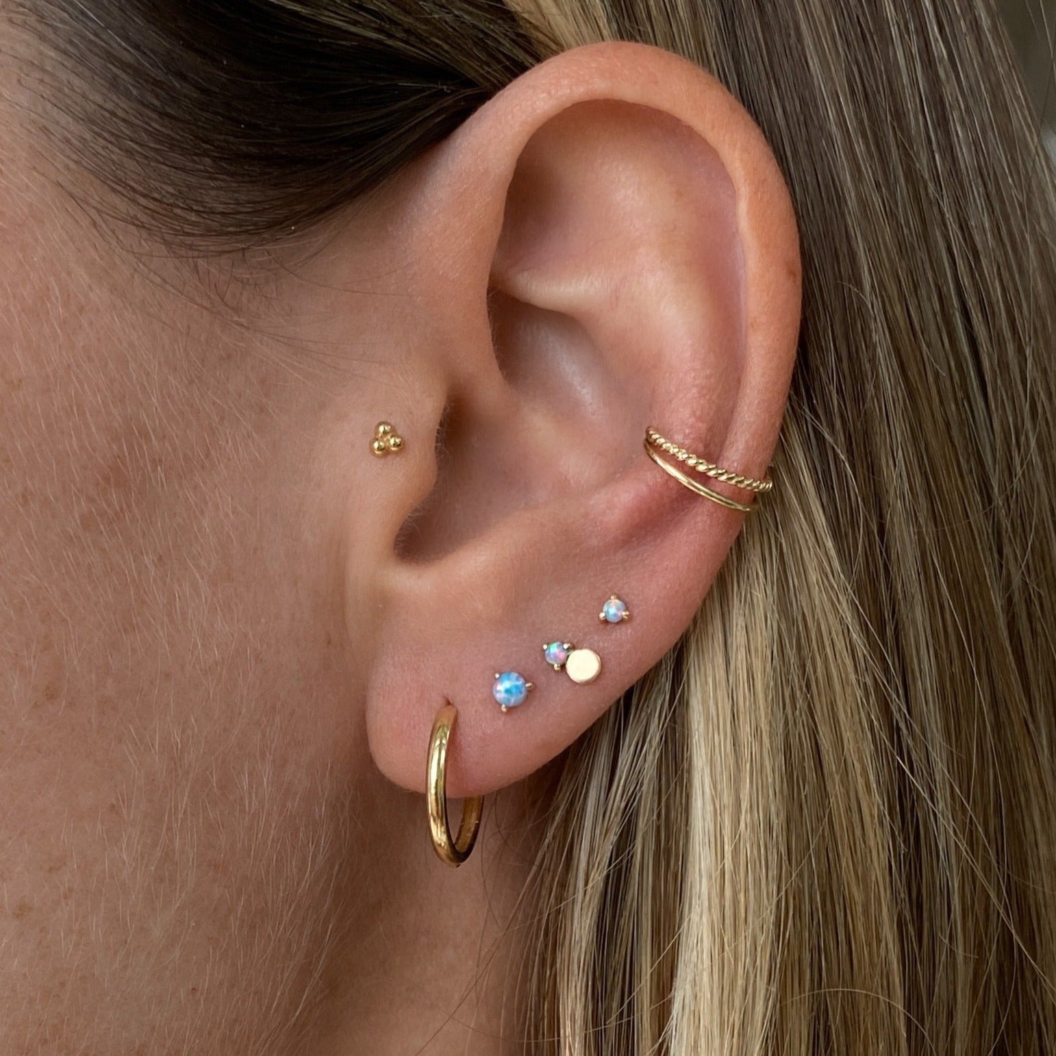 Eve Blue Opal Stud Earring Small