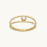 JOELLE Double Band Pearl Ring 14K