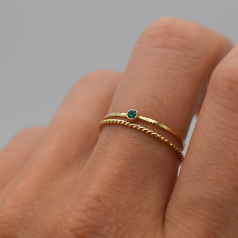 LENA Emerald Stacking Ring 14K | May Birthstone