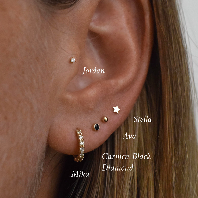 JORDAN Flat Back Piercing Stud Earring 14K – La Nadia Jewels