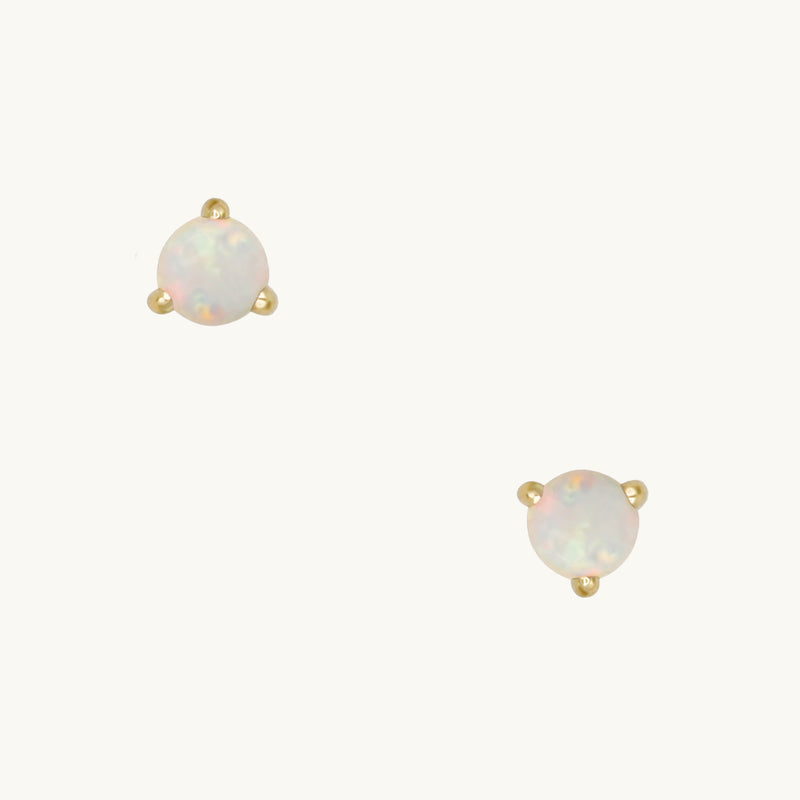 LEVA White Opal Stud Earring Large 14K